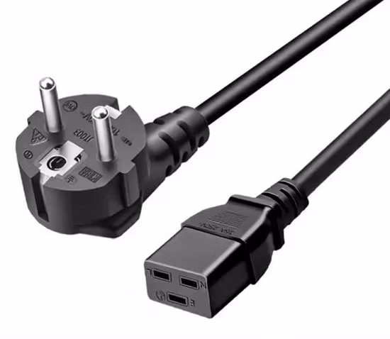 VDE-Standard, 3 Adern, 0,75 mm², 1 mm², 1,5 mm², Stromkabel, europäischer Euro-Stecker auf IEC 19-Stecker