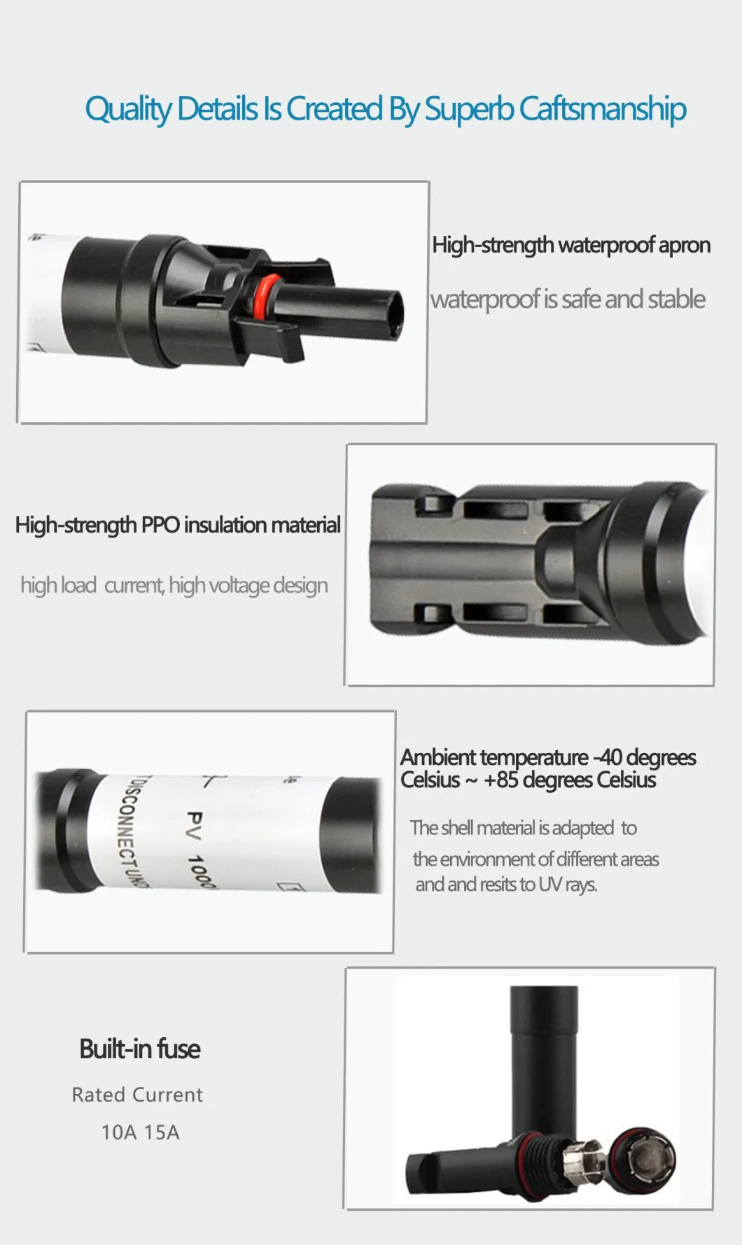 PV Fuse Connector 10A/15A/20A PV004-F Match with Mc4