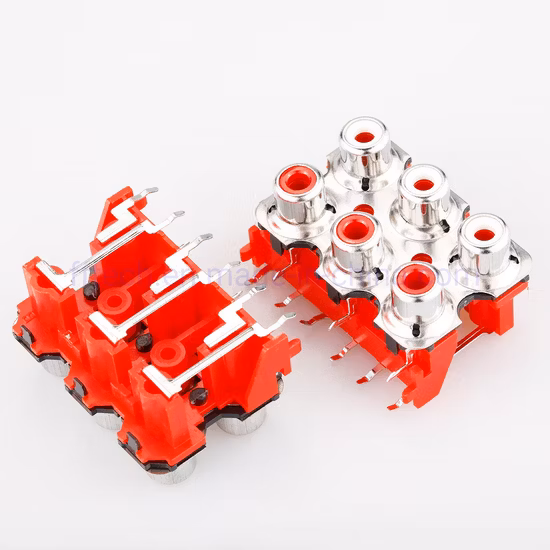Heißer Verkauf Rechtwinklig DIP Typ 6 Pole Weiß Rot Farbe RCA Buchse RCA Jack RCA Stecker RCA Stecker